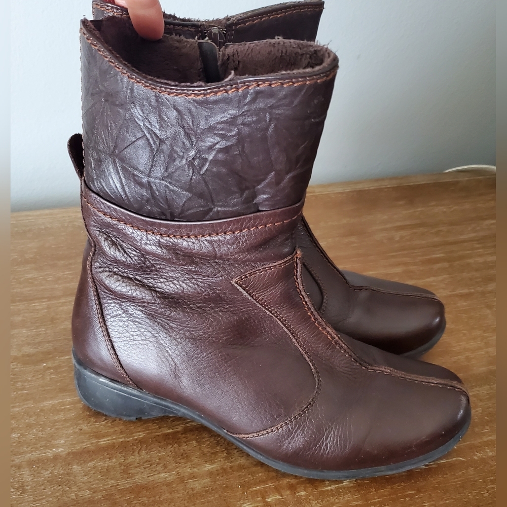 Sanita Boots Womens Size 37 Tenna Brown Leather Wedge Comfort Gore Faux Fur …